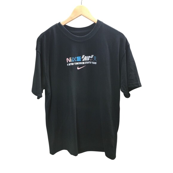 Nike Shirt Men's Medium Black Tee Nike Air Better Tomorrow Swoosh Goes Wind NEW - Picture 1 of 8